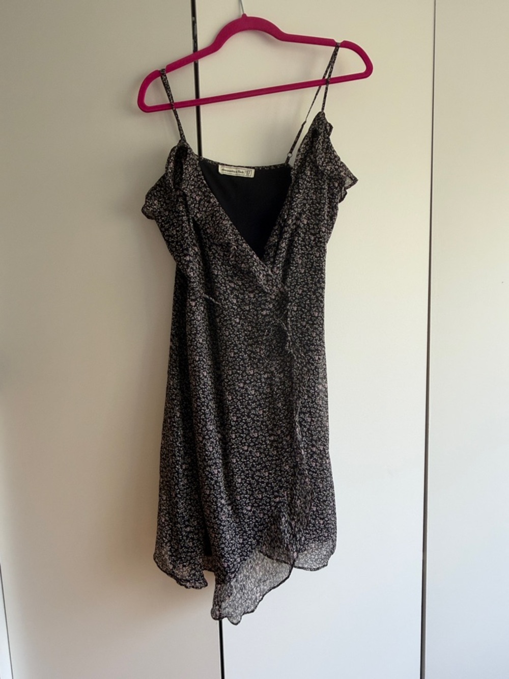 Abercrombie & Fitch Black Floral Wrap Mini Dress